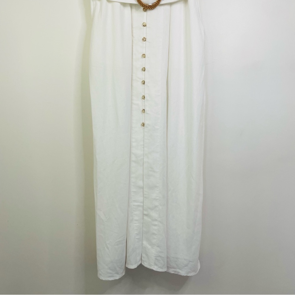 Dress Forum linen button-front midi dress belted-waist white medium - Picture 5 of 10